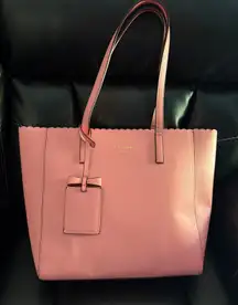 Kate Spade New York Pink Tote Bag Scalloped Edges Satchel Purse Bow Detail