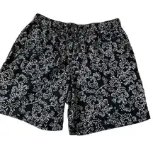 Karen Scott Black Paisley Drawstring  Shorts Women's Petite Size Medium | 49-30