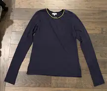 New With Tags Goldie Lewinter Metallic Tipped Ringer Tee Sz L