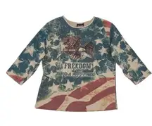 Vintage Y2K Harley-Davidson Graphic Tee Women's Size Medium American Flag Eagle