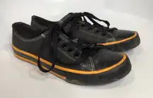 Harley Davidson black low top canvas sneakers black orange women's size 7.5