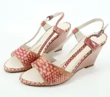 Jil Sander Python Snake Leather Slingback Wedge Sandals Shoes 37.5 7.5