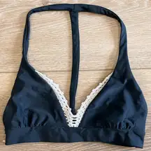 Tilly’s Dark Green Racerback V-Neck Bikini Top With Crochet Detail Medium