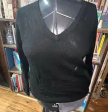 PLY Cashmere black v-neck luxe elevated basic pullover sweater