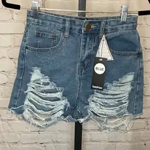 NWT Boohoo High Rise Distressed Jean Shorts