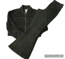 Aerie Dark Olive Corduroy Flare Pants & Jacket