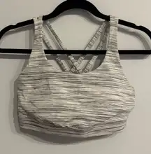 Lululemon White and Gray Striped Bra