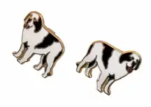 BIG DOGS Vintage Enamel St Bernard Dog Figural Post Earrings