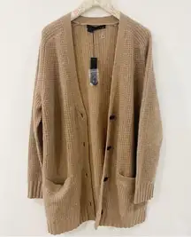 360 Cashmere wool and cashmere waffle knitted grandpa cardigan NEW