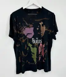 The Beatles Custom Bleach Splatter Band Tee Size 2XL Grunge Music