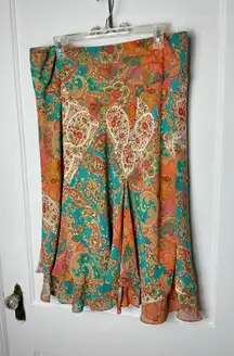 Y2K Chaps Boho Chic Paisley Indie Slinky Pull On Skirt Women's Size Large
