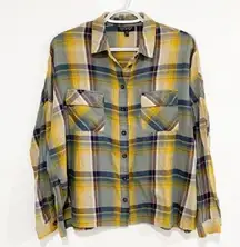 Topshop  yellow plaid button down L