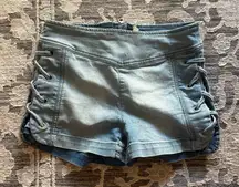Free People Blue Lace-Up Jean Shorts