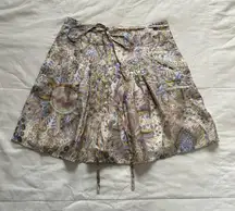 See by Chloe floral paisley silk mini skirt with draping pin tucking and pockets