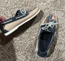 Vintage LL bean plaid multi color boat shoes size 8M