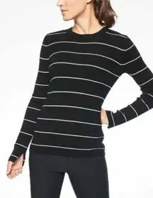 Athleta Bayside crewneck sweater black extra fine merino wool Medium