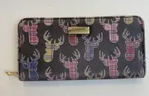 Simply Southern Womens zip Wallet deer head plaid Multicolor