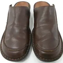 Clarks Womens Size 6.5M Medium Shoes Slip On Slides Mule‎ Brown Leather 3