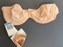 Vintage Barely There Strapless‎ Bra 36B Beige Wired Checkmates 4606 New 2002