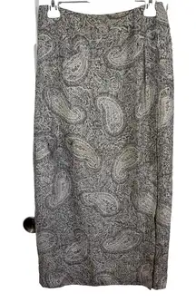 Vintage 90s Chaus Cream /gray  Paisley Wrap Maxi Skirt Women’s Size 8 Pre-Owned