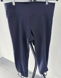 Joy Lab Womens Large Eggplant Purple Capri Lattice Hem Activewear Leggings