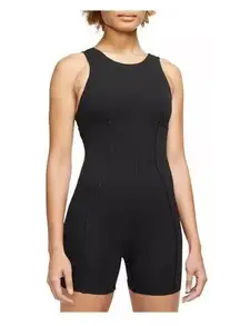 Women's Large NIKE Luxe Dri-Fit Yoga Jumpsuit Black Romper Training tight fit