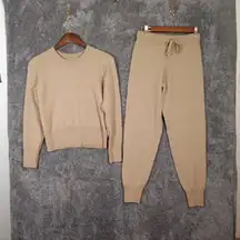 Lake Vesper Crew Neck Set In Sandstone Heather Sweater N Jogger Womens XxS