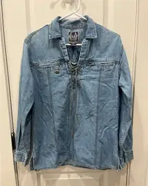 Biker Blues Harley Davidson Lace Up Denim Shirt Jacket Women's S