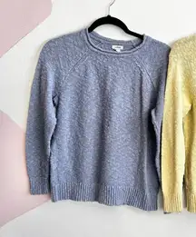 L.L.Bean Midweight Cotton Slub Sweater Bundle Lot Classic Minimalist Blue Small