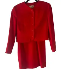 Pendleton‎ Vintage 90s Women's Size 8 Medium 100% Wool Red Suit Skirt Set