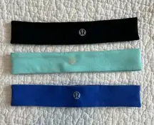 Lululemon  Women’s Headbands Bundle of 3- Black Blue Aqua