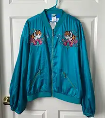 Disney Aladdin Princess Jasmine Satin Bomber Jacket Embellished Full Zip 2x New