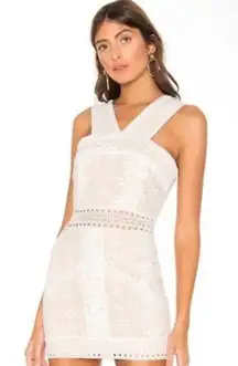 Revolve White & Nude Lace Mini Dress