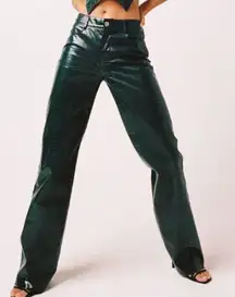 ✨ Tiger Mist Croc Maxine Green Faux Leather Pants Trousers