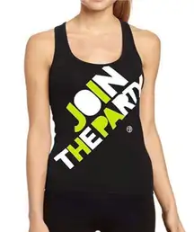 Black Lime Green “Join The Party” Dazzle Graphic Workout Tank Top NEW