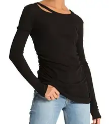 n:philanthropy  NWT Black Ribbed Gavin Cutout Long-Sleeve T-Shirt- Size Small