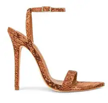 Michael Costello Ankle Strap Sandal Tan SIZE 7 Rhea Heel Python Snake Stiletto