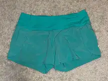 lululemon turquoise run times 4" shorts size 6