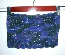 PINK S Galaxy Mesh Strapless Top in Purple Black