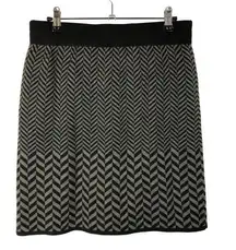 Kenar Gray & Black Wool Herringbone Knit Mini Skirt M