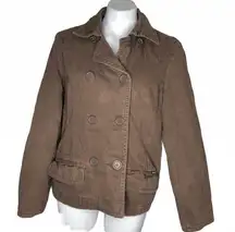 AMERICAN EAGLE Quilted Lining Pea Coat Jacket Tan Womens Size Large