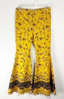 FREE PEOPLE The Originals Patterned Paisley Print Fray Hem Flare Jeans Size 31