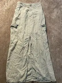 Zara Skirt Womens XS Light Sage Green Cargo Middle Slit Long Modest Minimalist