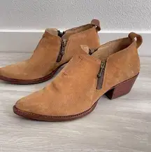 FRYE Satcha Moto Leather Suede Ankle Boots Booties Heeled