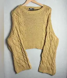 Missguided Women's Cable Knit Crop Top Sweater Mustard Yellow US size 6/8
