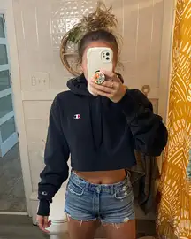 Black Cropped  Hoodie