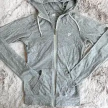 Nike Grey Zip Up Hoodie Jacket with Drawstrings & Pockets