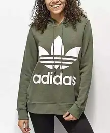 Adidas  Originals Olive Green Trefoil Hoodie Size Small Flaws READ