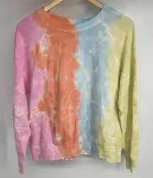 Old Navy Tie Dye Sweatshirt Pullover Long Sleeve Pink Orange Blue Yellow Size M