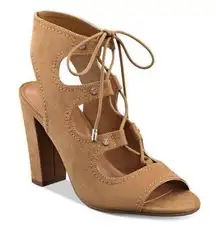 Babel tan suede gladiator laceup booties